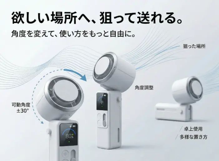欲しい場所へ、狙って送れる。角度調整±30°